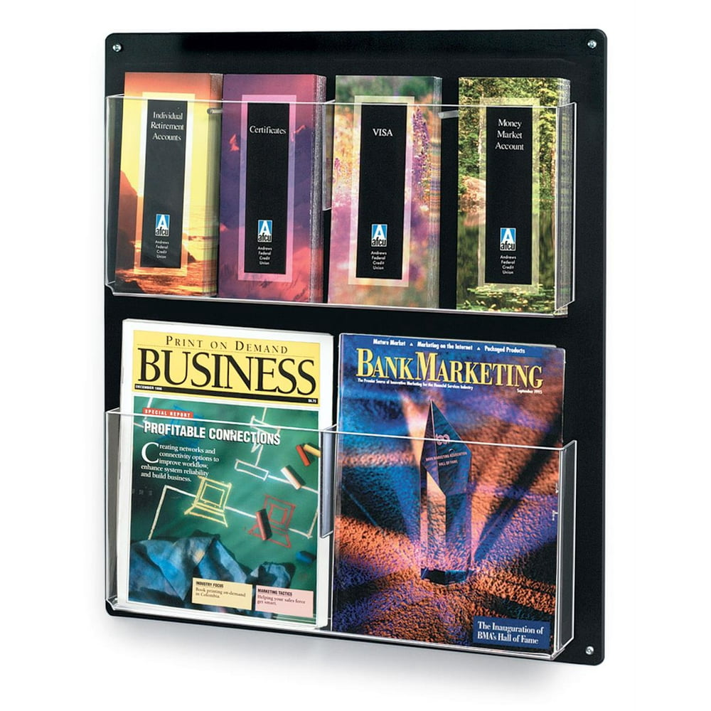 Wall Mount Literature Racks 20”w x 23”h x 2”d Black ABS Backboard with