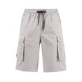 thumbnail image 7 of Baggy Fit Cargo Shorts for Men Elastic Waist Drawstring Multi Pockets Cotton Twill Bottoms Below Knee Daily Weekend Short Pants ,M,#02 White, 7 of 7
