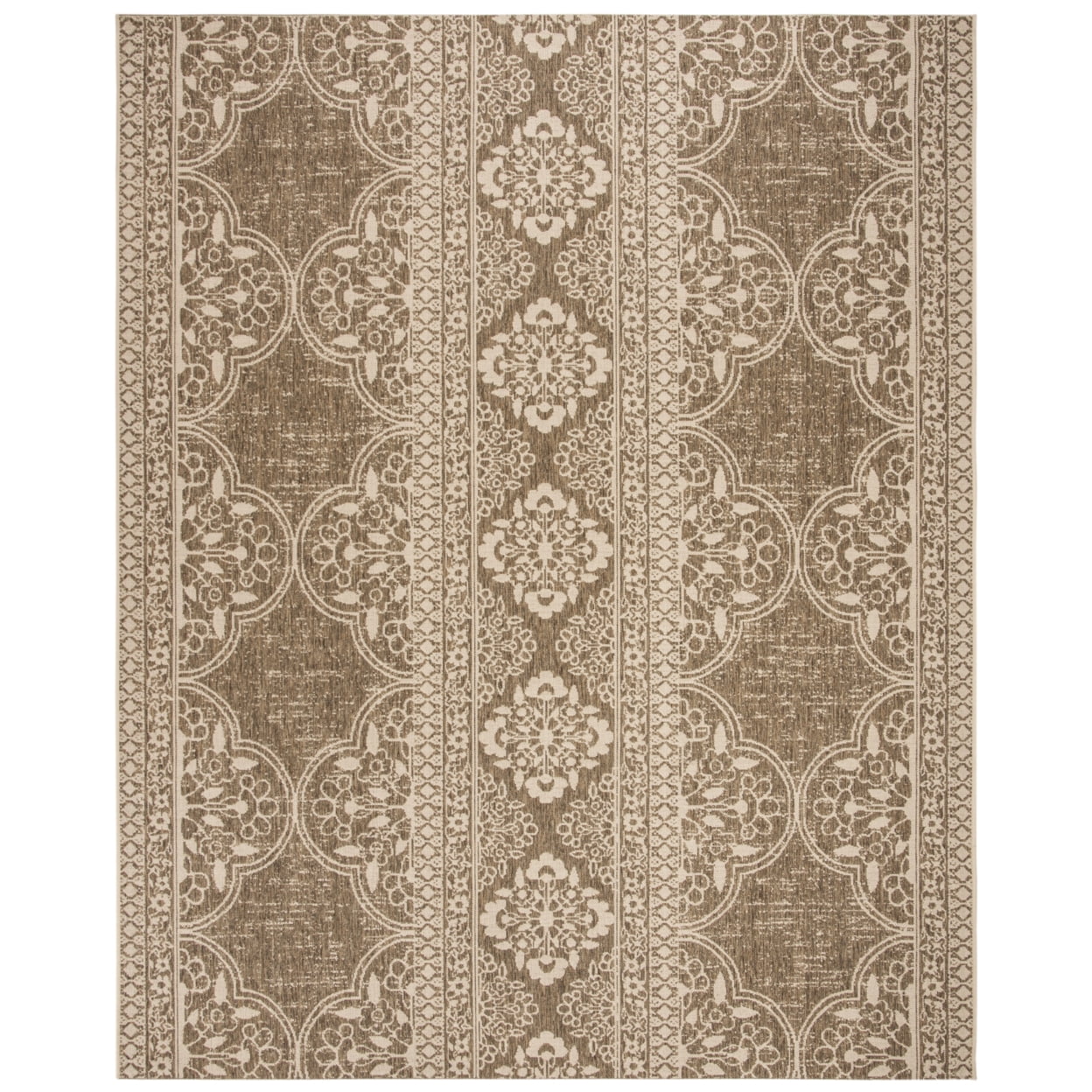SAFAVIEH Beach House Kiaran Southwestern Indoor/Outdoor Area Rug Cream/Beige, 6'7" x 6'7" Round
