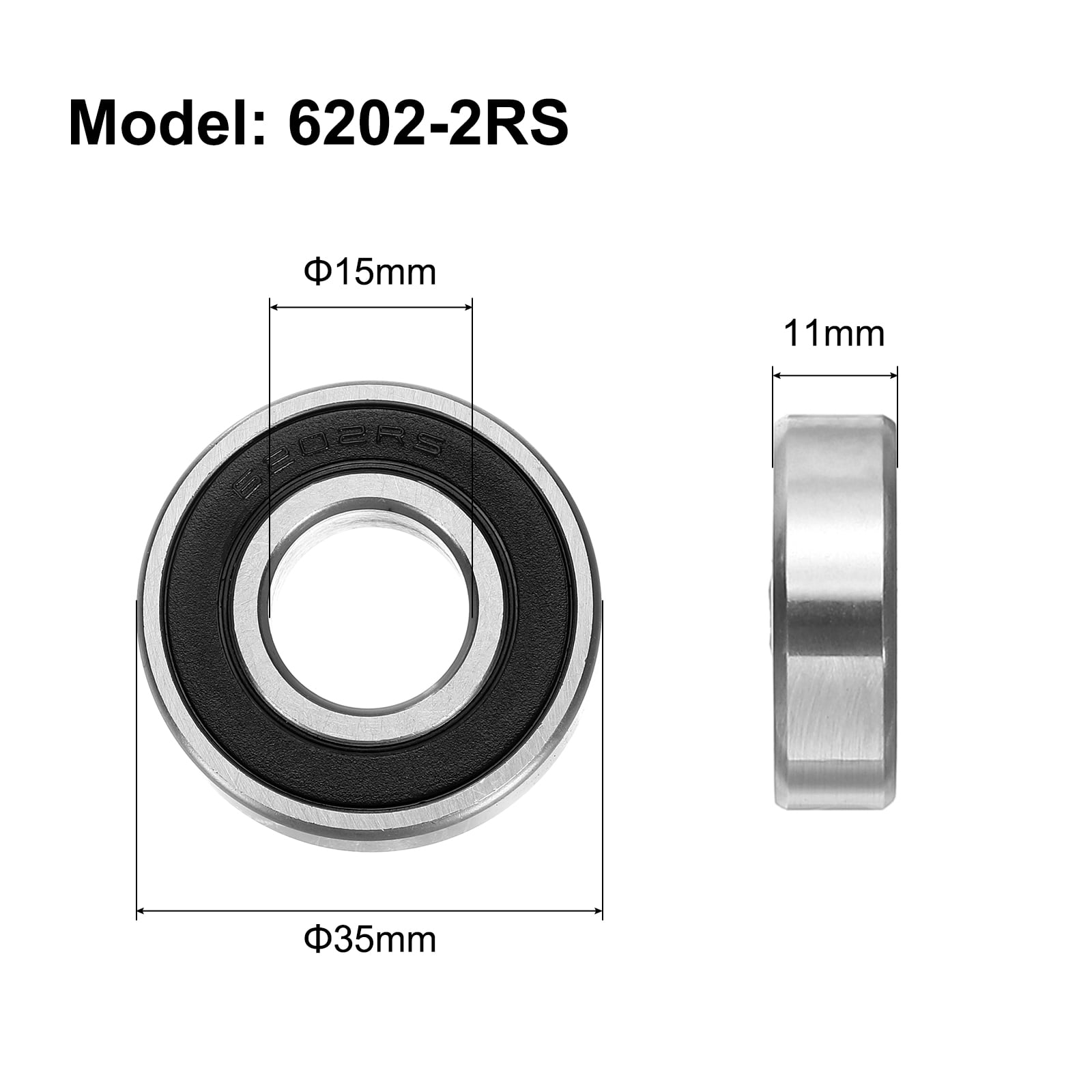 8pcs 6202-2RS Deep Groove Ball Bearings 15 x 35 x 11mm Chrome Steel Bearing Double Rubber Shielded Precision Bearings P6