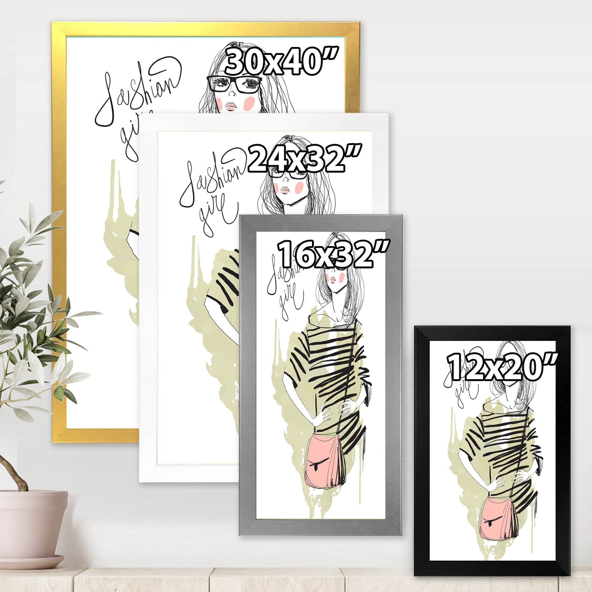 Designart 'Trendy Fashion Woman' Shabby Chic Framed Art Print