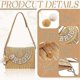 thumbnail image 3 of Bride Straw Shoulder bag Woven envelope purse Pearl rhinestone Wedding Resort purse Honeymoon Bride Shower Bridal gift, 3 of 4