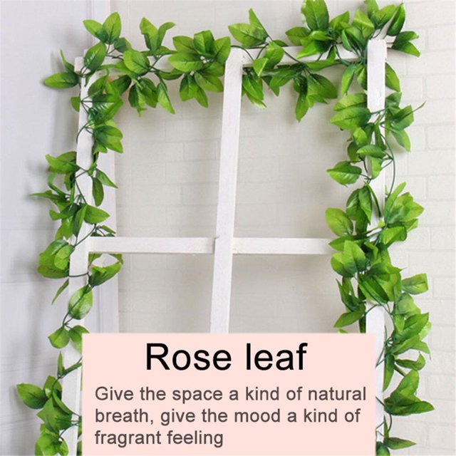 Artificial Leaves Garland Simulation Plant Vine Home Wall rattan artificial Hanging Plastic Fake Leaves Rattan, Green