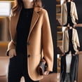 thumbnail image 2 of ClodeEU Women's Lapel Wool Blend Blazer With Button, Fall Fashion Dressy Jackets Work Office Clothes Brown,Womens Plus M, 2 of 7