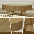 thumbnail image 3 of Oval Coffee Table for Living Room, Modern Fluted Wood Center Table with Oak Finish, Olive-Shaped Drum Coffee Table for Apartment, Office, Easy Assembly, 3 of 10
