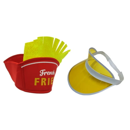 Clear Plastic Visor Hat And French Fries Hat Food Vendor Costume Accessories