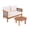 Deep Seating + Teak + Beige + Seats 2 + Weather Resistant Frame + Water Resistant Cushion + Modern + 2 Person Seating Group + Fiber Foam and Polyester Fiber Pad + Acacia Wood + Rope, variant on 2 Piece Wood Patio Furniture Set with Unique Tub Design Loveseat and Woven Rope Table, Teak Finish & Beige Cushion, Deep Seating for Garden Patio Backyard Balcony