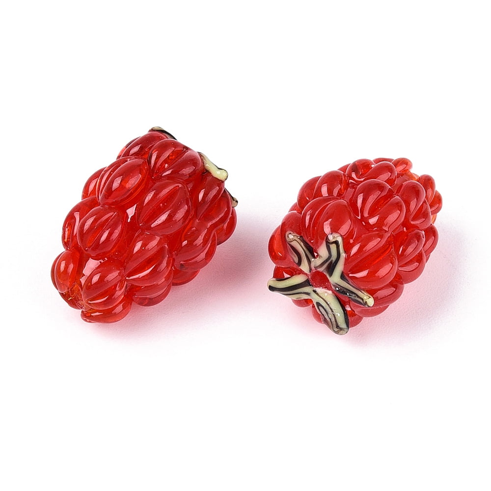 20 pc Handmade Lampwork Beads Raspberry Crimson 18~20x14~17mm