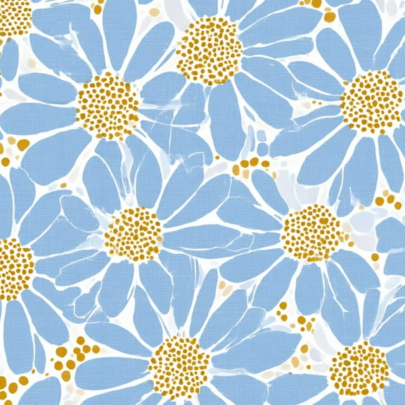 Peel and Stick Wallpaper 23.6in x 9.8ft Blue Daisy Floral Yellow Center White Accents Contact Paper Vinyl Waterproof Self Adhesive Wall Paper for Bedroom Shelf Cabinet Renter Friendly
