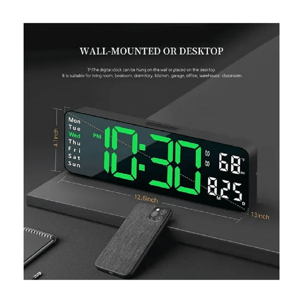 Reloj De Pared Digital Con Termómetro, Alarmas Y Calendario