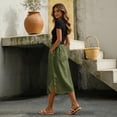 thumbnail image 5 of Skirts for Women Midi Length Casual Side Button Skirt High Waisted Long Flowy Skirt Summer Beach Skirts 2XL, 5 of 7