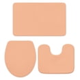 thumbnail image 3 of 3 Piece Bathroom Rug Set, Peach Pink Non Slip Bath Mat with Contour Toilet Mat and Lid Cover, Solid Color Absorbent Soft Shower Mats for Bathroom, 3 of 9