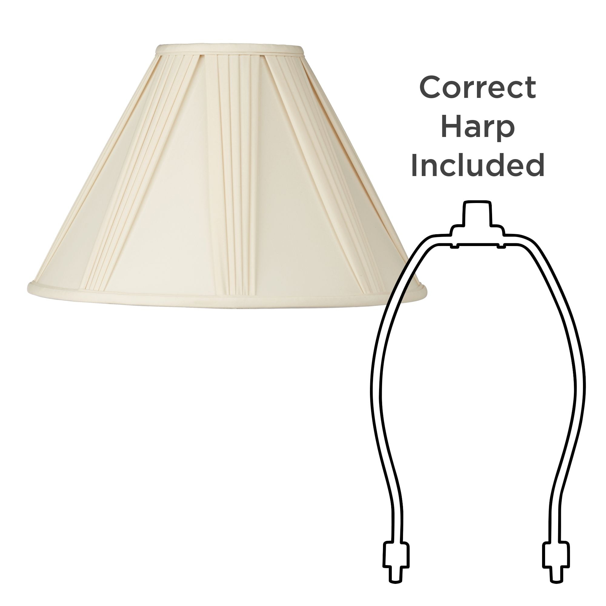 Springcrest Collection Empire Lamp Shade Ivory French Drape Large 6" Top x 17" Bottom x 12" High Spider Harp and Finial Fitting