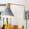 thumbnail image 5 of JONATHAN Y Max 20.5" Swing Arm 1-Light Modern Midcentury Iron USB Charging Port LED Sconce, Grey/Brass Gold, 5 of 9