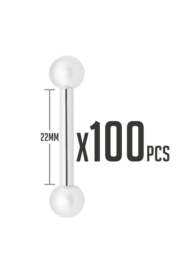 Package of 100 Piercing Barbell 12G - 4 Sizes Available - 316L Surgical Steel