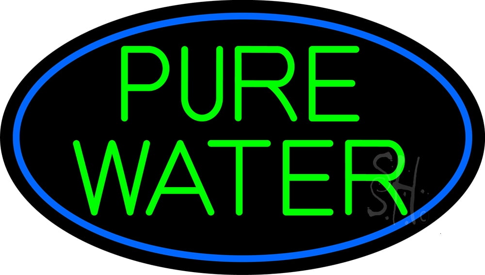 Green Pure Water LED Neon Sign 20 x 37 - inches, Black Square Cut ...