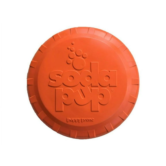 SodaPup - Natural Rubber Bottle Top Flyer - Dog Flying Disc - Fetch Toy - Orange - Small