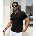 thumbnail image 4 of Aiyino Men's Muscle Stretch V Neck Polo Shirts Slim Fit Short Long Sleeve Golf T-Shirts Ribbed Knit Soft Tees Workout Tee Casual Polos, 4 of 7
