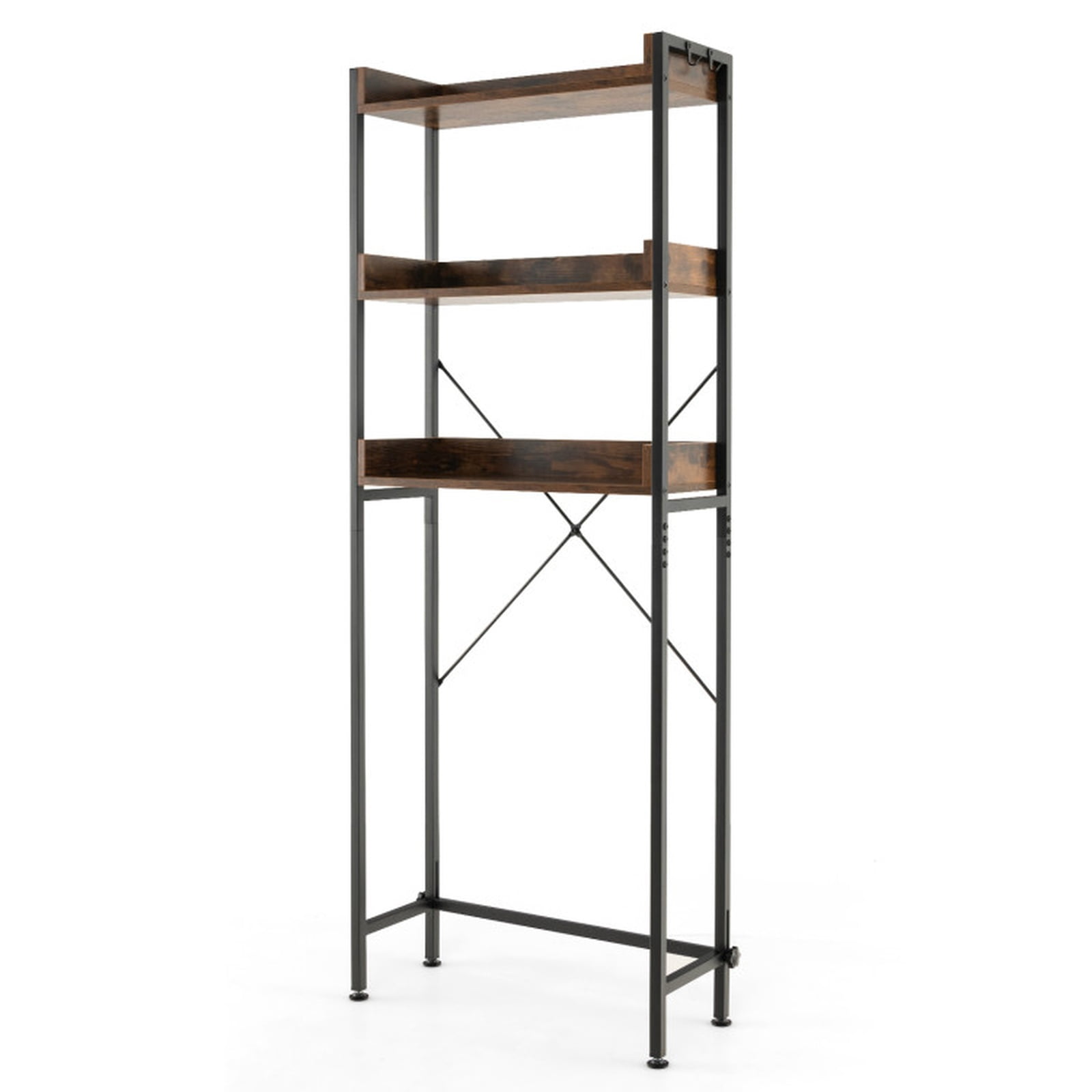 Vebreda Over-the-Toilet Storage, Over The Toilet Storage Rack with Hooks and Adjustable Bottom Bar, Large Storage Space, Make Full Use of Space