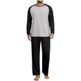 thumbnail image 3 of LWITHSZG Pajamas for Men 2 Piece Outfits Crew&nbsp;Neck Long Sleeve Shirts and Straight Leg Pj Pants Matching Sets Casual Loose Lounge Sets, 3 of 8