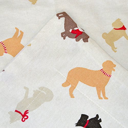 Pointehaven Winter Dogs Flannel Sheet Set