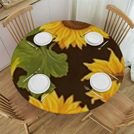 

Sheronv Sunflower Round Table Cover Stain Resistant Washable 100% Polyester Table Cloth for Indoor Outdoor Kitchen Dining Wedding Parties Home Kitchen/Parties/Holiday Dinner 42 -46