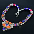 thumbnail image 3 of Red Coral Lapis Lazuli 925 Sterling Silver Tibetan Nepali Necklace 18" VJ 6804, 3 of 5