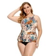 thumbnail image 6 of Goodwill Women Plus Size Tankini Swimsuits with Shorts Flounce Two Piece Bathing Suit Floral Printed Swimwear, 6 of 7