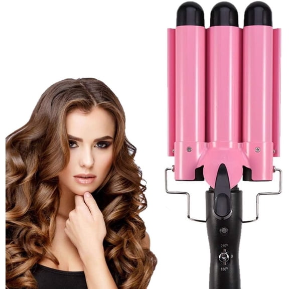 3 Barrel Curling Iron Wand 26mm Hair Waver Temperature Adjustable Ceramic Hair Curling Iron ()