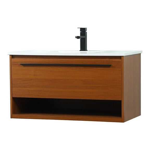36 inch single bathroom vanity in teak