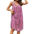 thumbnail image 2 of Nightgowns for Women Summer Lightweight Silky Loose Fit Sleeveless V Neck Lace Neckline Sleep Dress Pajama Dress, 2 of 6