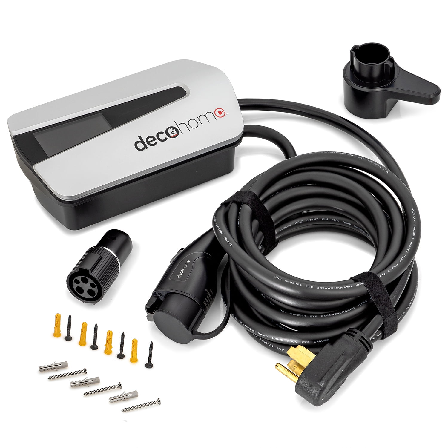Deco Home Level 2 EV Charging Station, 240V 40A, SAE J1772 Plug and NEMA 14-50 Plug, Tesla Adapter Included