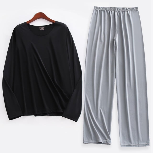 Weiqiqre Ensemble de Sport Décontracté pour Hommes, Couleur Unie, Col Rond, Manches Longues Élastiques