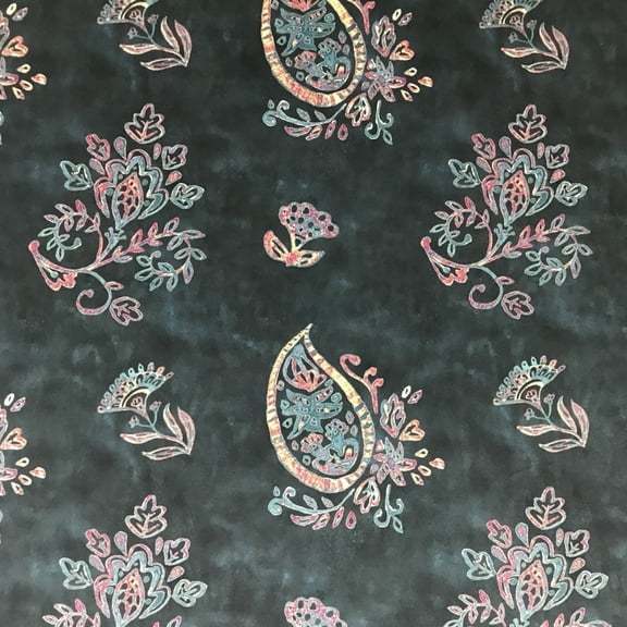 Decora Furnishings Soft Velvet Fabric Paisley Design Digitally Printed Material for Upholstery, Window Treatments Cushion Dining Chair Cover Craft - Width 54 inches - Fabric by The Yard - Green