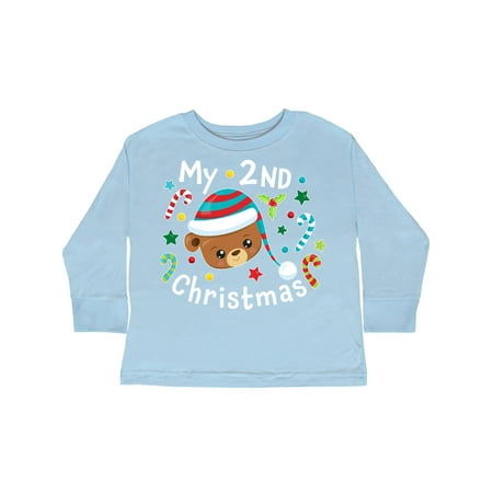 

Inktastic My 2nd Christmas Cute Bear with Candy Canes Gift Toddler Boy or Toddler Girl Long Sleeve T-Shirt