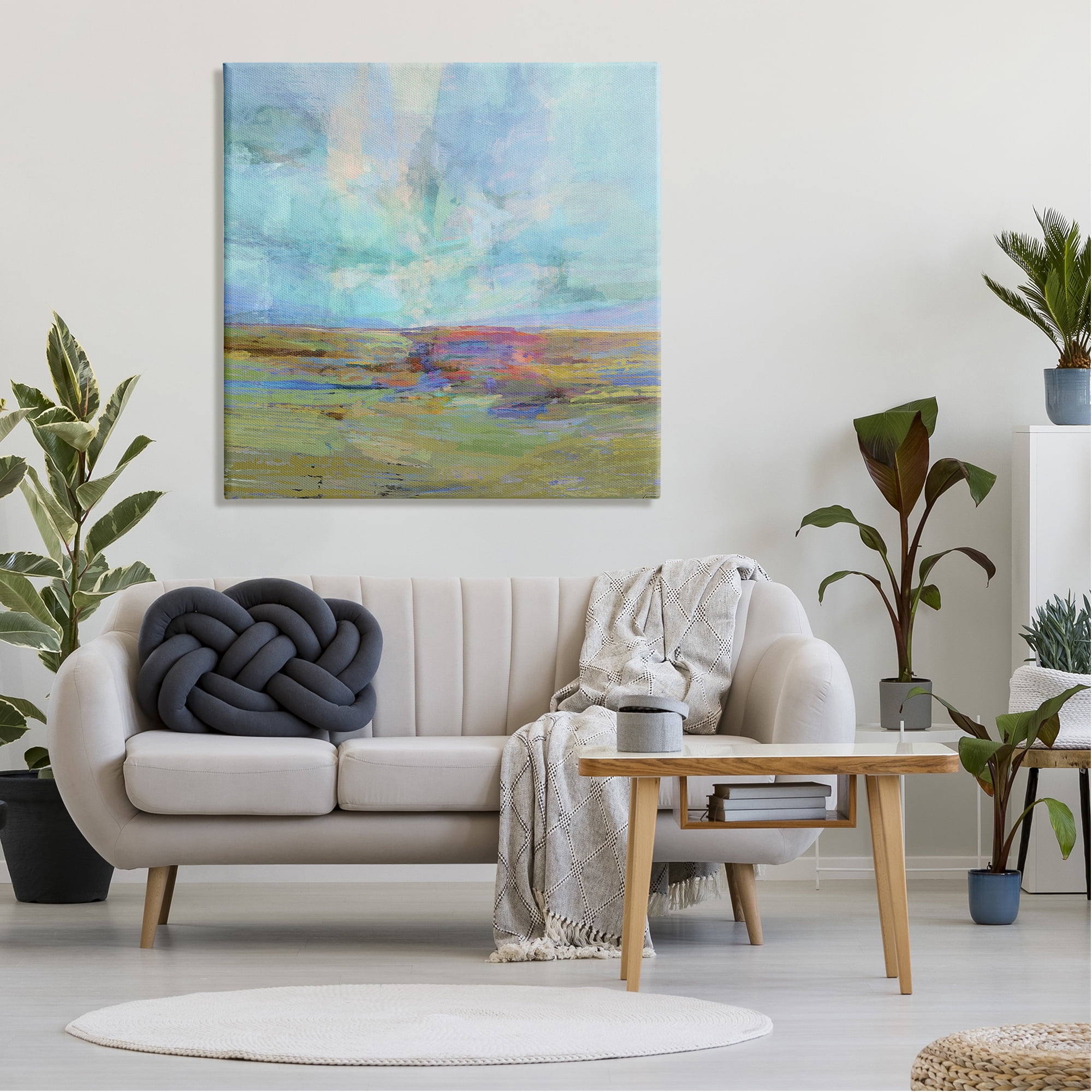 Stupell Industries Layered Abstract Grassland Scene Luminous Blue Sky Painting Gallery Wrapped Canvas Print Wall Art, Design by Michael Tienhaara