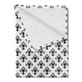 thumbnail image 2 of Fleur De Lis Soft Flannel Fleece Throw Blanket, Abstract Flower Pattern European Western Civilization Inspirations Baroque, Cozy Plush for Indoor and Outdoor Use, 50" x 60", Black White, by Ambesonne, 2 of 5