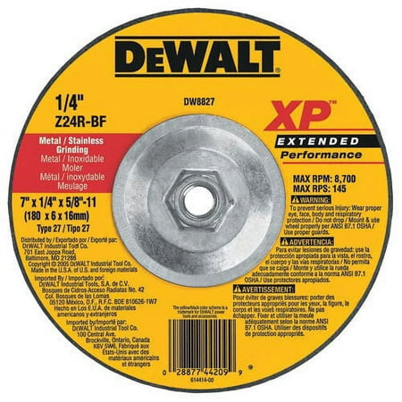 UPC: 0028877442099 | DeWalt Ext. Perf. T27 Depressed Center Wheel  7   Z24R  1/4   10/PK (115-DW8827)