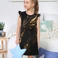 thumbnail image 4 of Fotbe Black And Gold Fire Dragon Vestido de Dormir para Niñas de 3 a 10 Años, Mangas Cortas, Estilo Princesa, Pijama Camisón con Mangas Voladas-XX-Large, 4 of 6