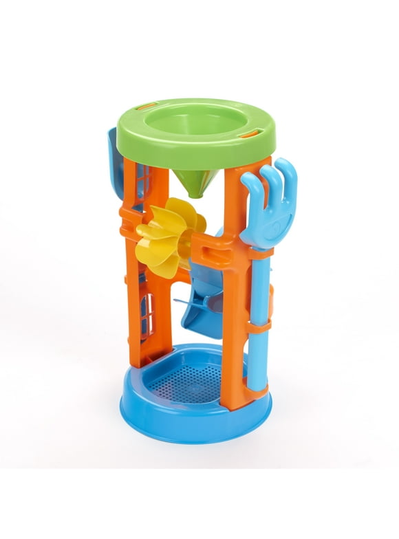 Play Day Kids Sand & Water Wheel Tower with Shovel & Rake  Beach Sand Water Toy
