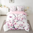 thumbnail image 2 of Erosebridal Botanical Cherry Blossoms Bedding Queen Size, Pink Butterfly Comforter Sets with Sheets, Reversible 7pcs, 2 of 5