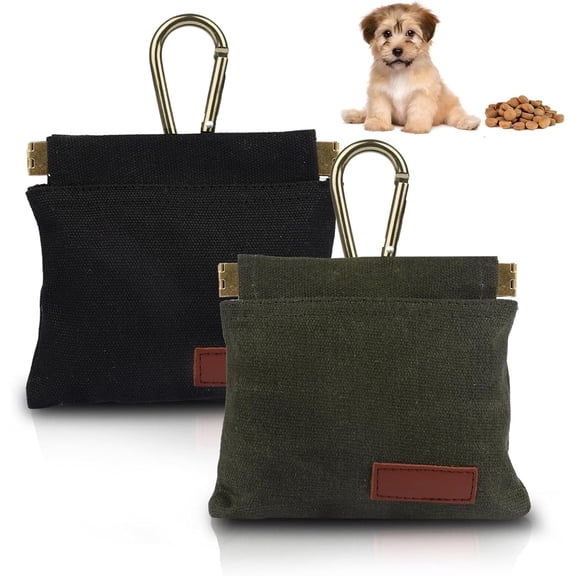 2 Pcs Dog Treat Pouches for Pet Training, Hand Free Puppy Dogs Treat Bag with Carabiner for Travel or Outdoor Use