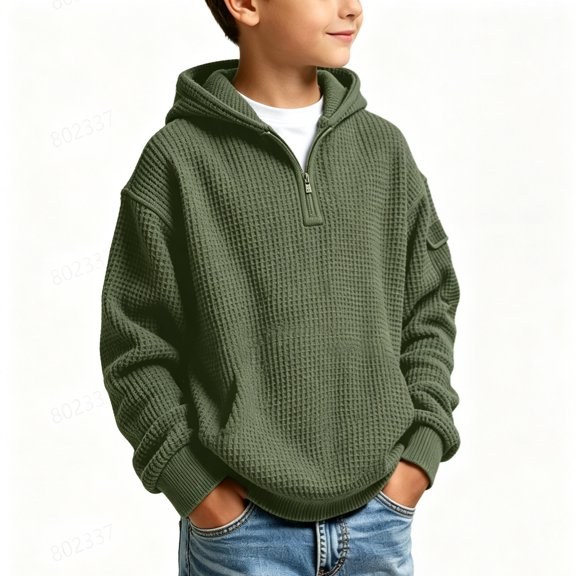 UYYX Hoodies For Boys Zip Up Hoodie Boys Kids Hoodies Textured Hooded Top For Teen Boys