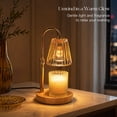 thumbnail image 4 of Sziqiqi Candle Warmer Lamp with Timer: Gold Adjustable Wax Melt Warmer Flameless Electric Candle Lamp Textured Glass Shade Wood Base House Warming New Home Decor Birthday Valentines Gift for Women, 4 of 7