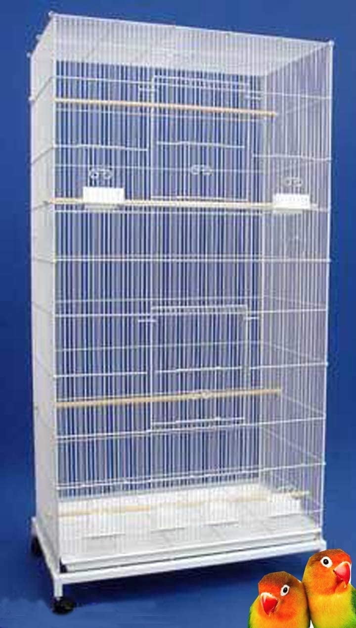 55" Extra Large Tight 3/8-inch Bar Spacing Cage Multiple Flight Bird Breeding Breeder with Removable Rolling Stand For Aviary Budgie Canary Finches