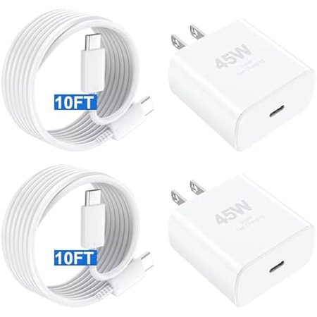 iPhone 16 Pro Max Charger Fast Charging,45W iPhone 16 Charger USB C Super Fast Charger Block &10FT Long Type C Charger Cable Cord for iPhone 16/16 Pro/16 Pro Max/16 Plus/15/15 Pro Max,Android Phone