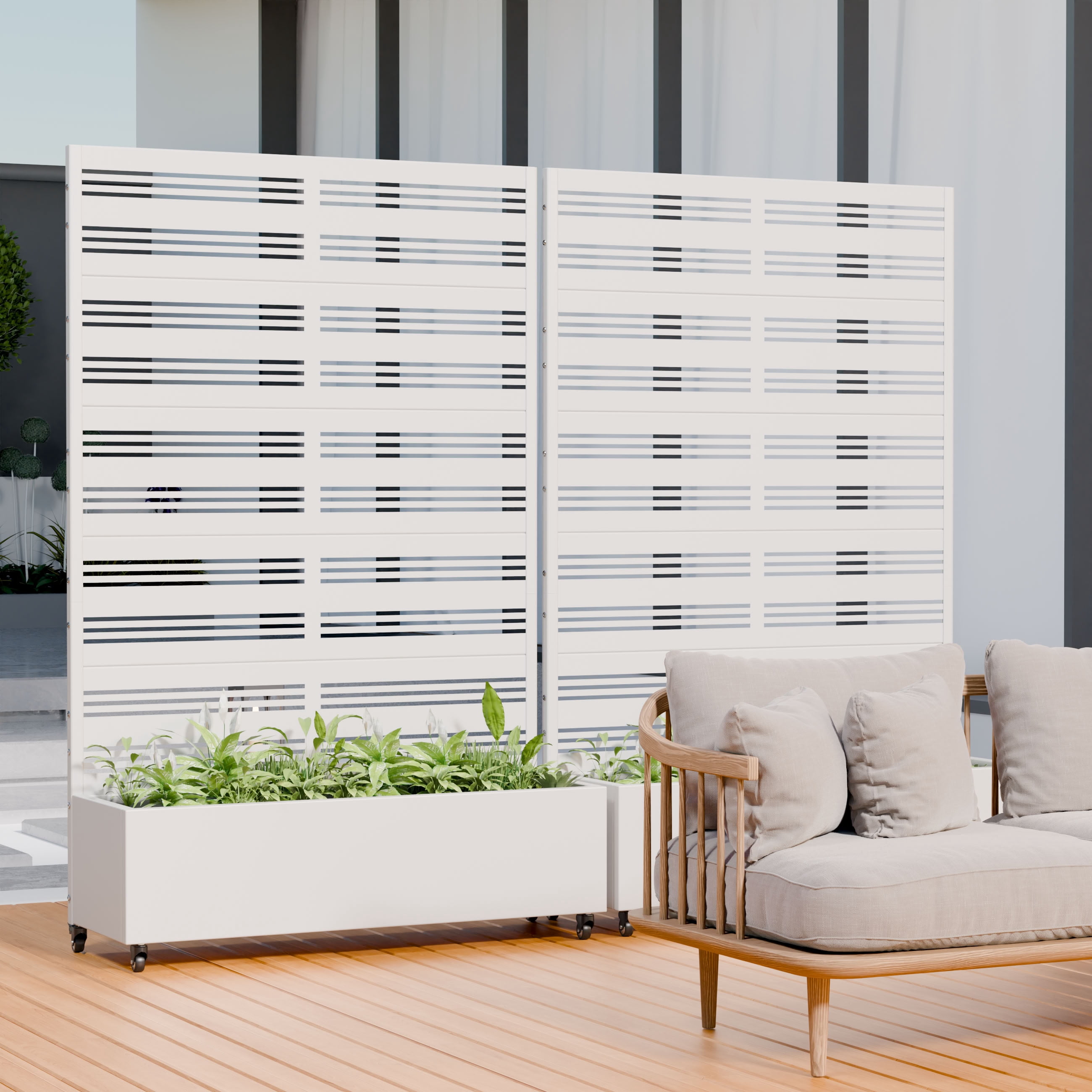 MAYEERTY 72*47in Outdoor Metal Planter Box, Modern Decorative Planter Box, Metal Garden Planter for Patio, Balcony, Yard