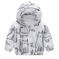 thumbnail image 4 of Xfvqtps Kids Children Light Jacket Sun Protection Hoodie Zip up Long Sleeve Cat Print Lightweight Foldable Compressible Summer Thin Tops for Camping Hiking Cycling Running 1-8Y White-01, 4 of 5