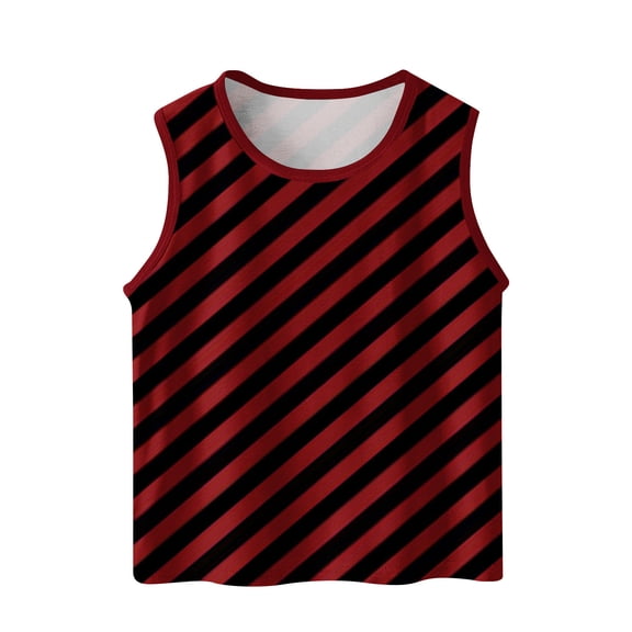 Khunlpohl Kid's Sleeveless Tank Top Striped Crew Neck Clothes Summer Fashion Comfortable Tshirt for Boys Girls 3-15 Years