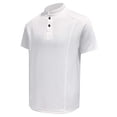 thumbnail image 4 of Men's Polo Henley Shirt Moisture Wicking Quick Dry Summer Casual Short Sleeve Pique Cotton Jersey Golf Shirts Big and Tall Size M-5XL White, 4 of 8